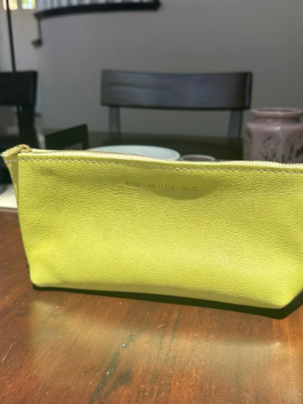 Portland leather goods utility pouch in sugar snap